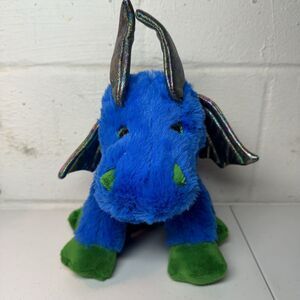 Dragon Plush Stuffed Animal Blue Green Iridescent Wings Horns Glitter Eyes P1